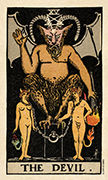 The Devil Tarot card in Smith Waite Centennial deck