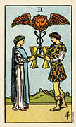 Two of Cups Tarot card in Smith Waite Centennial deck