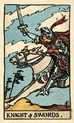 Knight of Swords Tarot card in Smith Waite Centennial Tarot deck