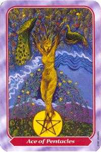 Ace of Pentacles Tarot card in Spiral Tarot deck