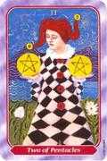 Two of Pentacles Tarot card in Spiral Tarot deck