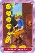 Eight of Pentacles Tarot card in Spiral Tarot deck