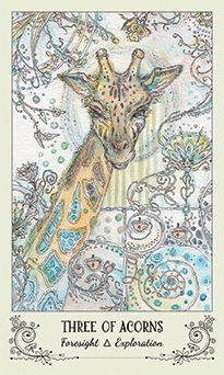 Three of Acorns Tarot card in Spiritsong Tarot deck