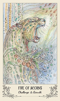Five of Acorns Tarot card in Spiritsong Tarot deck