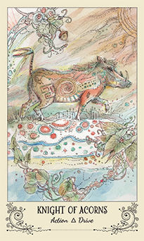 Knight of Acorns Tarot card in Spiritsong Tarot deck