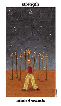 Nine of Wands Tarot card in Sun and Moon Tarot deck