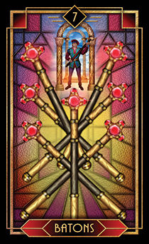 Seven of Wands Tarot card in Tarot Decoratif Tarot deck