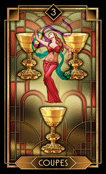Three of Cups Tarot card in Tarot Decoratif Tarot deck