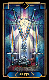 Four of Swords Tarot card in Tarot Decoratif Tarot deck