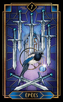 Seven of Swords Tarot card in Tarot Decoratif Tarot deck