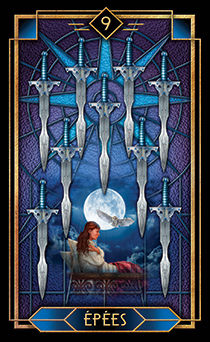 Nine of Swords Tarot card in Tarot Decoratif Tarot deck