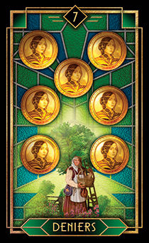 Seven of Coins Tarot card in Tarot Decoratif Tarot deck