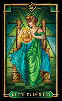 Queen of Coins Tarot card in Tarot Decoratif Tarot deck