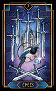 Seven of Swords Tarot card in Tarot Decoratif deck