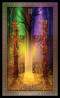 Two of Wands Tarot card in Tarot Grand Luxe Tarot deck