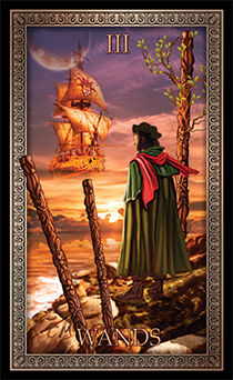 Three of Wands Tarot card in Tarot Grand Luxe Tarot deck