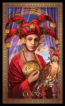 Nine of Pentacles Tarot card in Tarot Grand Luxe Tarot deck