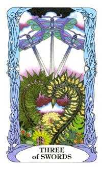 Three of Swords Tarot card in Tarot of a Moon Garden Tarot deck