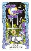 Four of Swords Tarot card in Tarot of a Moon Garden Tarot deck