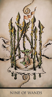 Nine of Wands Tarot card in Tarot Nuages Tarot deck