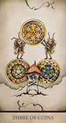 Three of Coins Tarot card in Tarot Nuages deck