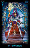 Six of Swords Tarot card in Tarot of Dreams Tarot deck