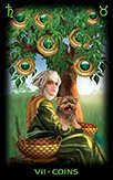 Seven of Coins Tarot card in Tarot of Dreams deck