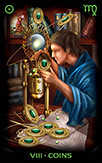 Eight of Coins Tarot card in Tarot of Dreams deck