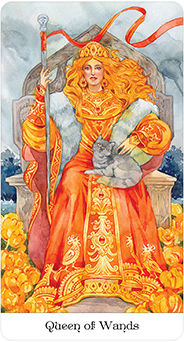 Queen of Wands Tarot card in Tarot of the Golden Wheel Tarot deck