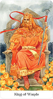 King of Wands Tarot card in Tarot of the Golden Wheel Tarot deck