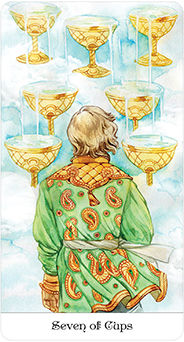 Seven of Cups Tarot card in Tarot of the Golden Wheel Tarot deck