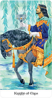 Knight of Cups Tarot card in Tarot of the Golden Wheel Tarot deck