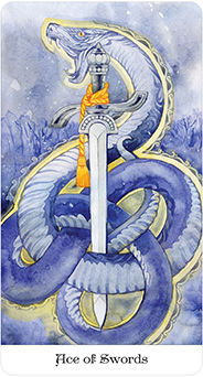 Ace of Swords Tarot card in Tarot of the Golden Wheel Tarot deck