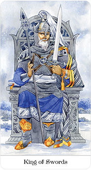 King of Swords Tarot card in Tarot of the Golden Wheel Tarot deck