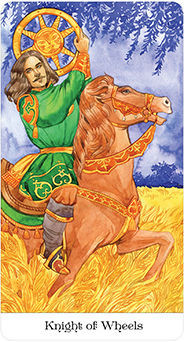Knight of Wheels Tarot card in Tarot of the Golden Wheel Tarot deck