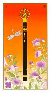 Ace of Wands Tarot card in Ukiyoe Tarot deck