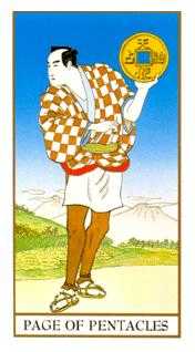 Page of Pentacles Tarot card in Ukiyoe Tarot deck