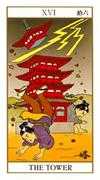 The Tower Tarot card in Ukiyoe deck