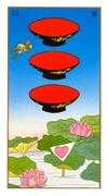 Three of Cups Tarot card in Ukiyoe deck