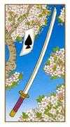 Ace of Swords Tarot card in Ukiyoe deck