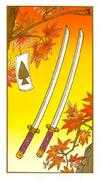 Two of Swords Tarot card in Ukiyoe Tarot deck