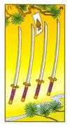Four of Swords Tarot card in Ukiyoe deck