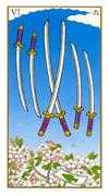 Six of Swords Tarot card in Ukiyoe deck