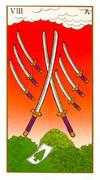 Eight of Swords Tarot card in Ukiyoe deck