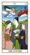 The Lovers Tarot card in Ukiyoe deck