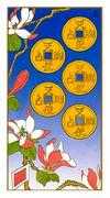 Five of Pentacles Tarot card in Ukiyoe Tarot deck