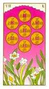 Seven of Pentacles Tarot card in Ukiyoe deck