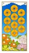 Ten of Pentacles Tarot card in Ukiyoe deck