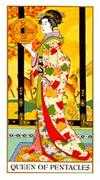 Queen of Pentacles Tarot card in Ukiyoe deck