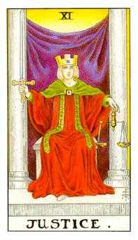 Justice Tarot card in Universal Waite Tarot deck